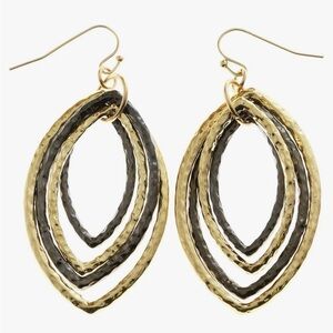 Gold and Black Layered Earrings
